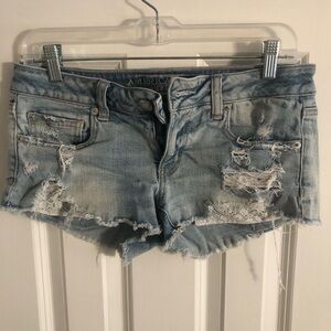 American Eagle Outfitters Light Wash Distressed Denim Cutoff Shorts
